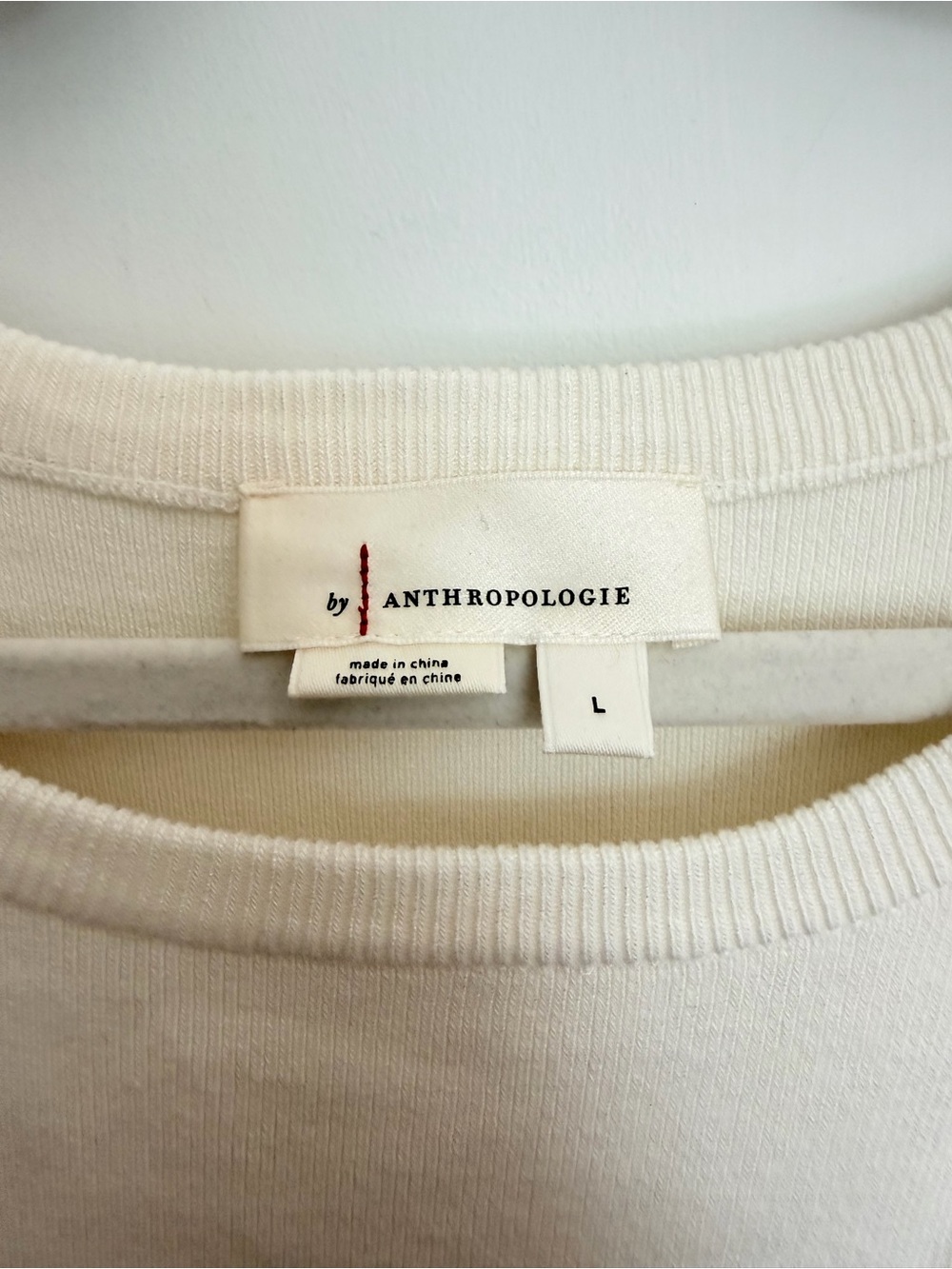 Anthropologie Cream Pullover with Blue & Yellow Floral Sleeves - Picture 3 of 5